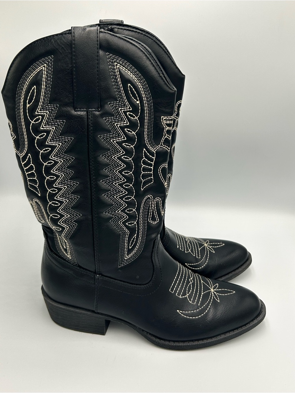 Rodeo Ropers Daisy Embroidered Cowboy Boots Cowgirl Size 7.5 M Black